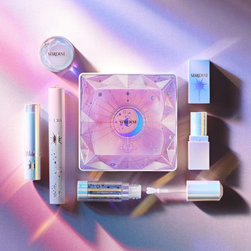 beautiful holographic and iridescent beauty and makeup packaging